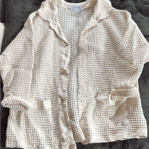 Vintage 100% Cotton Waffle Knit Button Front Cardigan